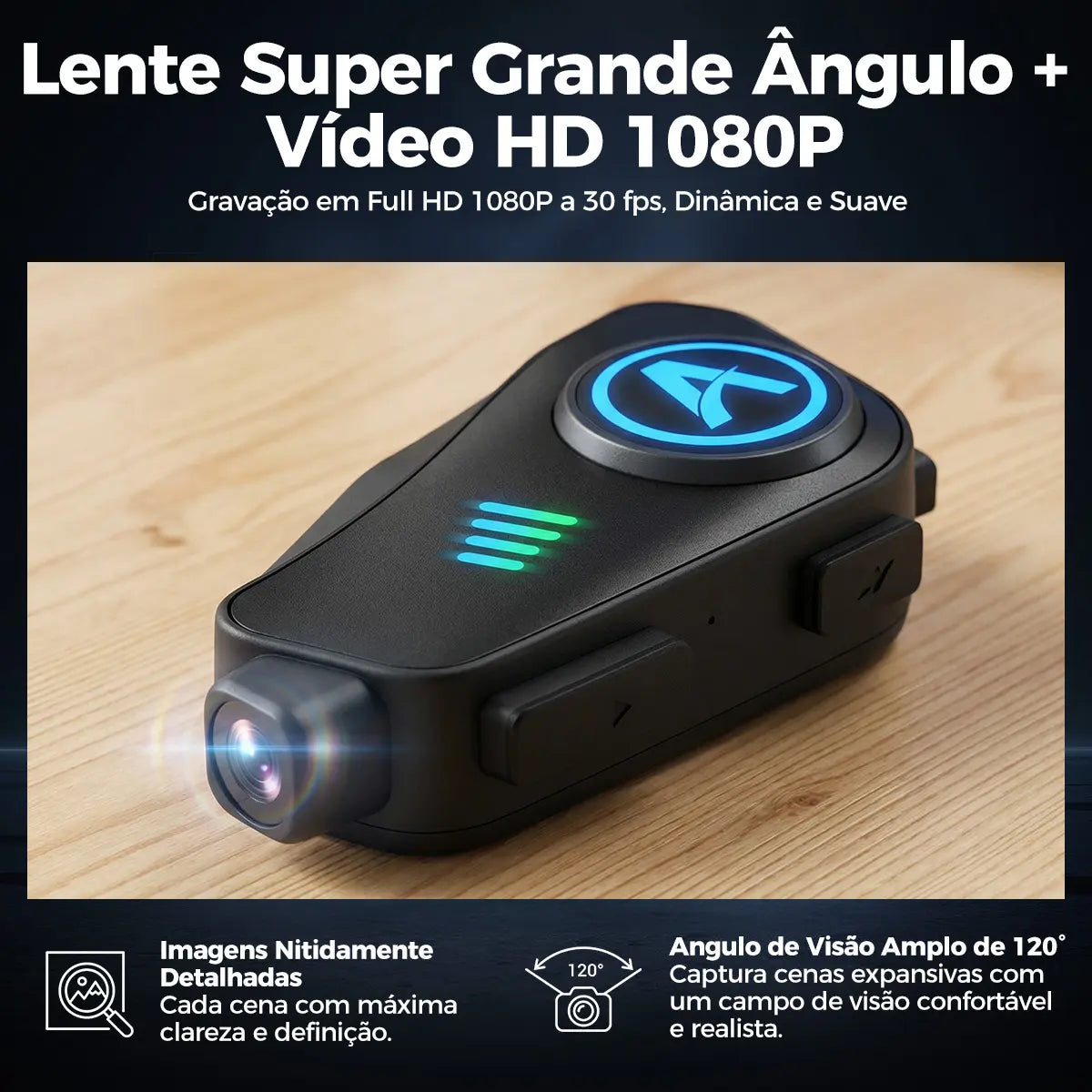 Lente grande angular com vídeo HD 1080P